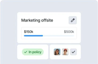 Brex public illustration of a marketing budget, spending progress and policy status.