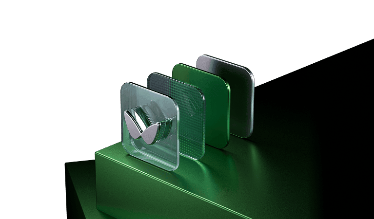 Wallester logo dissected into several layer plates