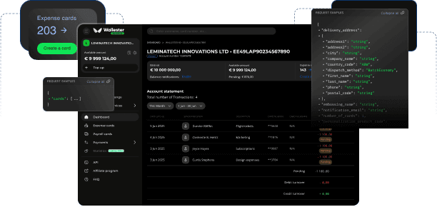 Wallester API integration dashboard
