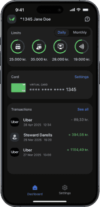 A smartphone with card settings UI