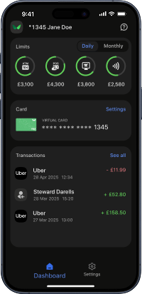 A smartphone with card settings UI