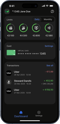 A smartphone with card settings UI