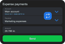 Wallester Business UI with money transfer between accounts settings