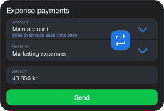 Wallester Business UI with money transfer between accounts settings
