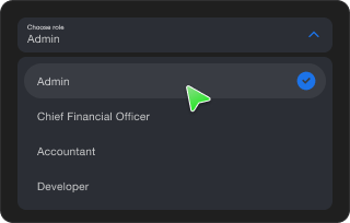 UI with roles and permissions settings