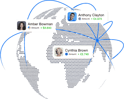 Images with planet and multicurrency payments to different people