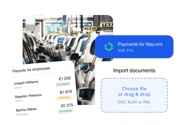 UI with employee payment statuses and UI for importing documents