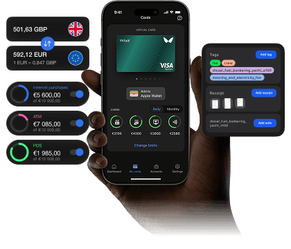 A smartphone with the Wallester app and UI with more detailed information