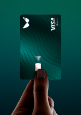 Visa card in green color