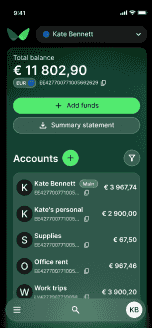 Balance details screen of the Wallester app on smartphone