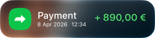 Payment notification: +890 euros