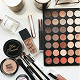 makeup collection featuring eyeshadow palette with neutral and warm tones