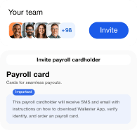Interface for inviting payroll cardholder