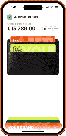 Phone screen with interface showing multiple branded cards in a wallet