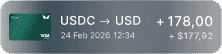 Interface showing converting crypto