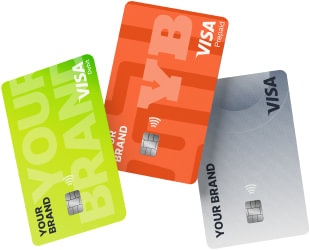 Three Visa card in bright colors to be branded for your business