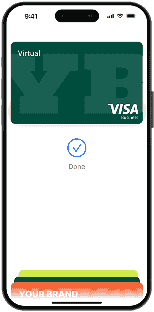 An Iphone screen with a Visa card and a check icon
