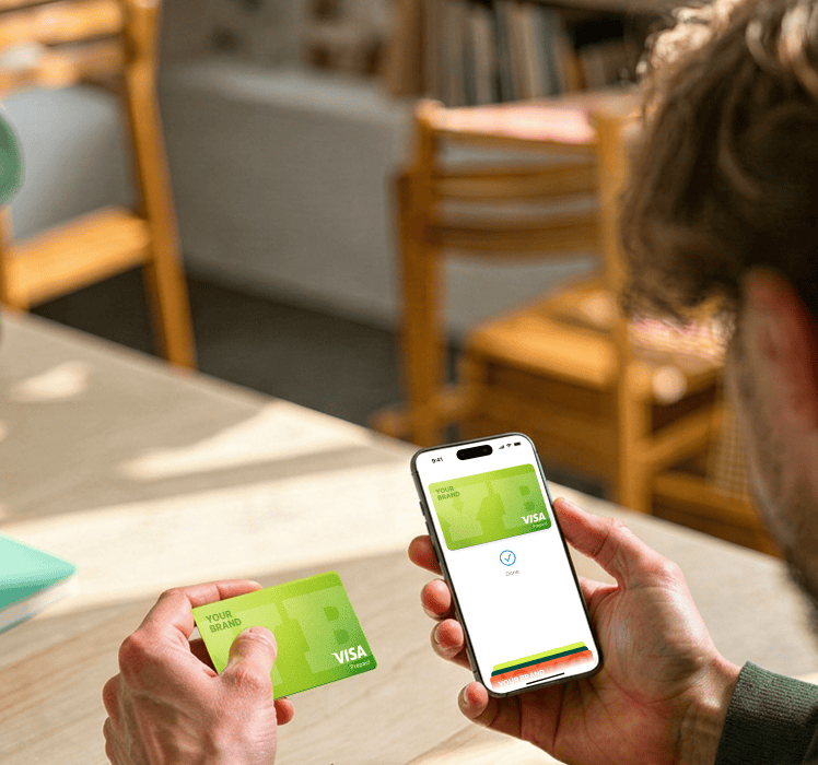 The man adds his branded Visa card to Apple Pay