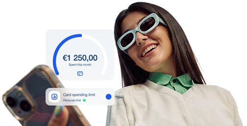 The girl sets a personal limit on payments through the Wallester app