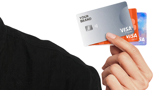The hand holds 3 branded Visa cards