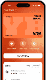 The Wallester app UI colored orange