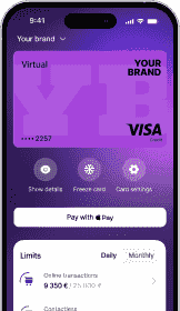 The Wallester app UI colored purple